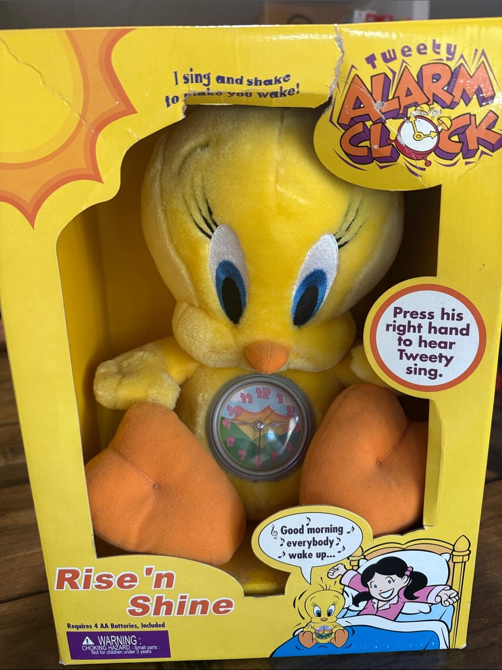 Vintage Tweety Alarm Clock Plush - Yellow & Orange